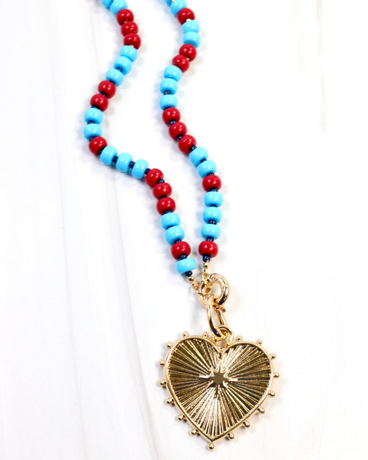 McLane Stone Necklace with Toggle Powder Blue Red