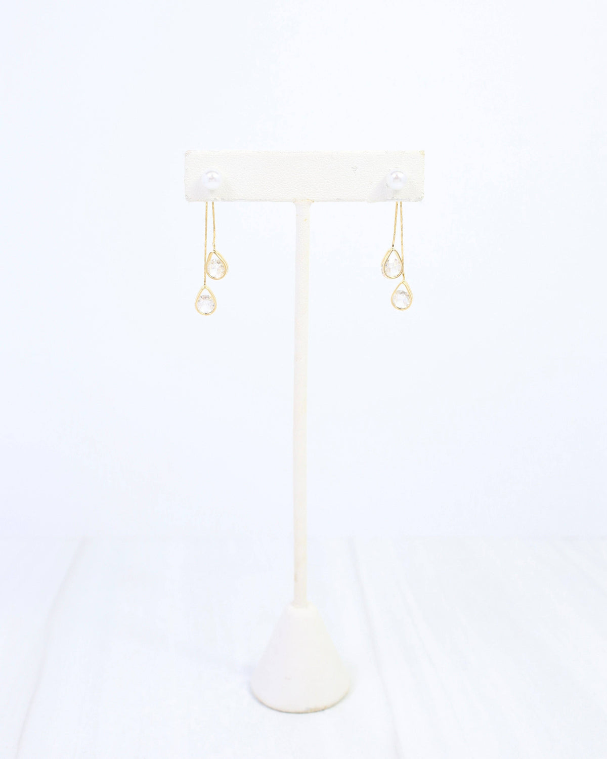 Nara Pearl CZ Dangle Earring WR Gold
