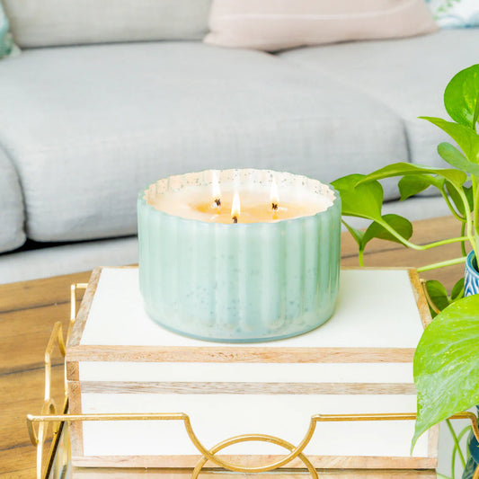 Teal Glass Sweet Grace 3-Wick Candle #065