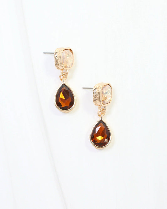 Roxanne Rhinestone Drop Earring Topaz