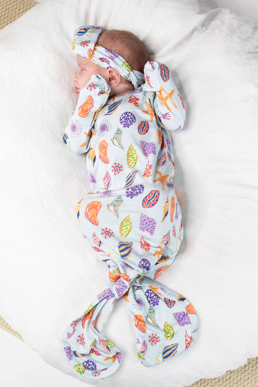 Seashells - Knotted Infant Gown: 0-3 mo