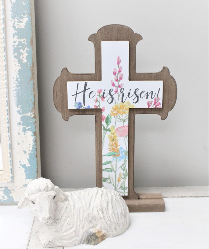 He is Risen 12" Tabletop Cross