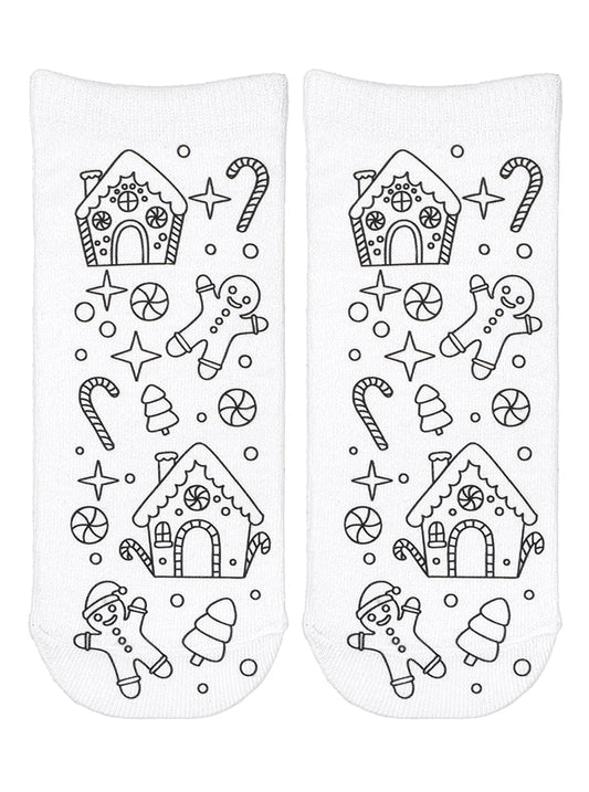 Gingerbread House Coloring Socks