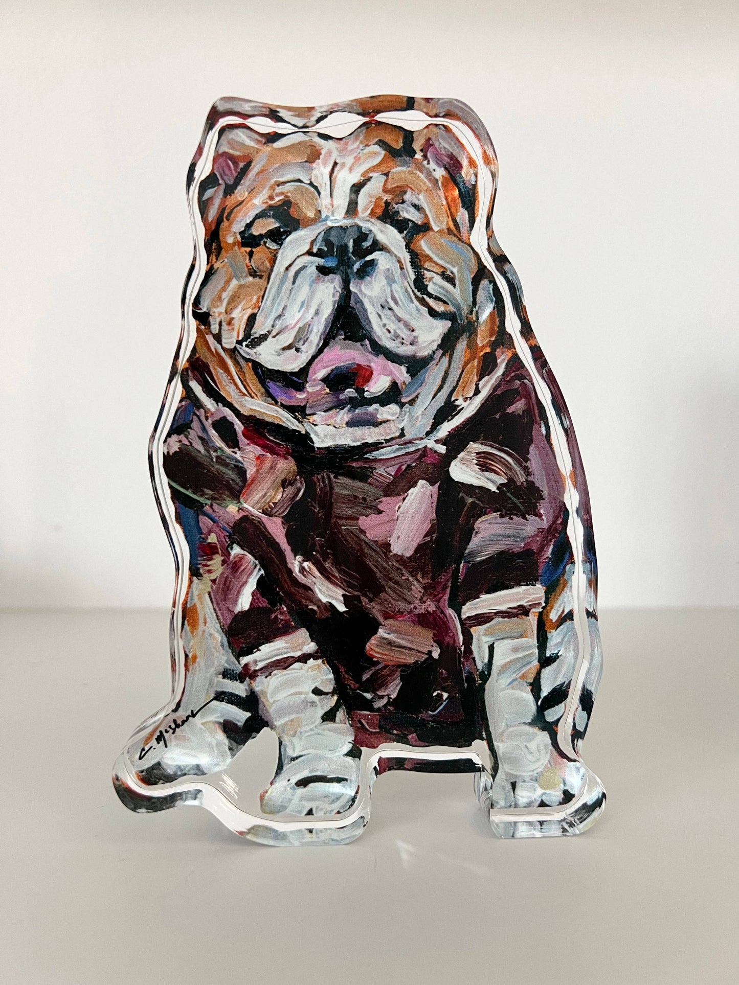 "Bulldogs Maroon Shirt" acrylic shelfie: Large