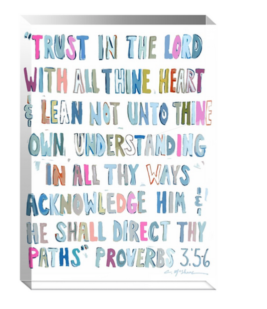 "Proverbs 3: 5-6" Acrylic Block - Blue