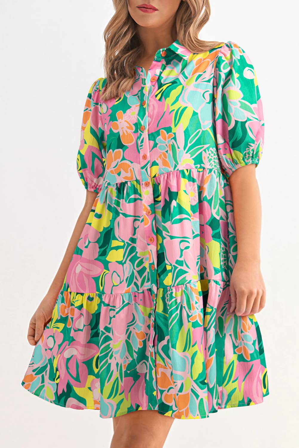 Sassy Floral Printed Collared Dress