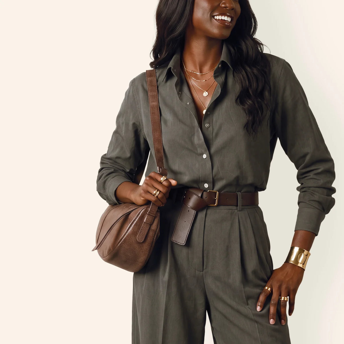 Contour Shoulder Crossbody | Buffed Leather | Mocha