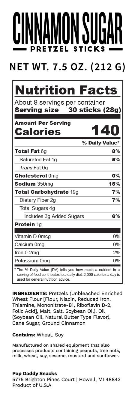 Seasoned Pretzels- 7.5oz - Cinnamon Sugar
