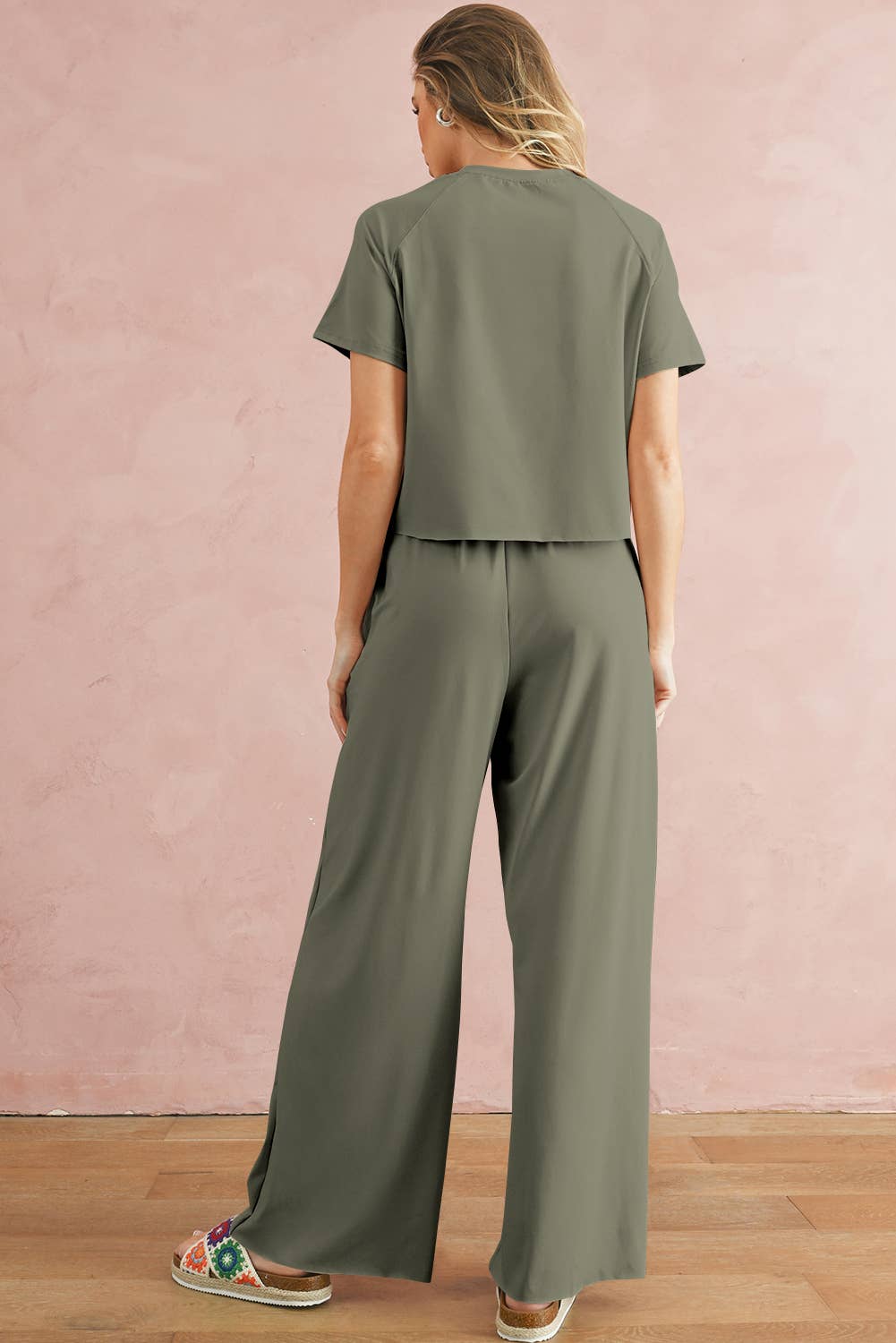 Casual Raw Hem Tee & Wide Leg Pants Set | S-2XL