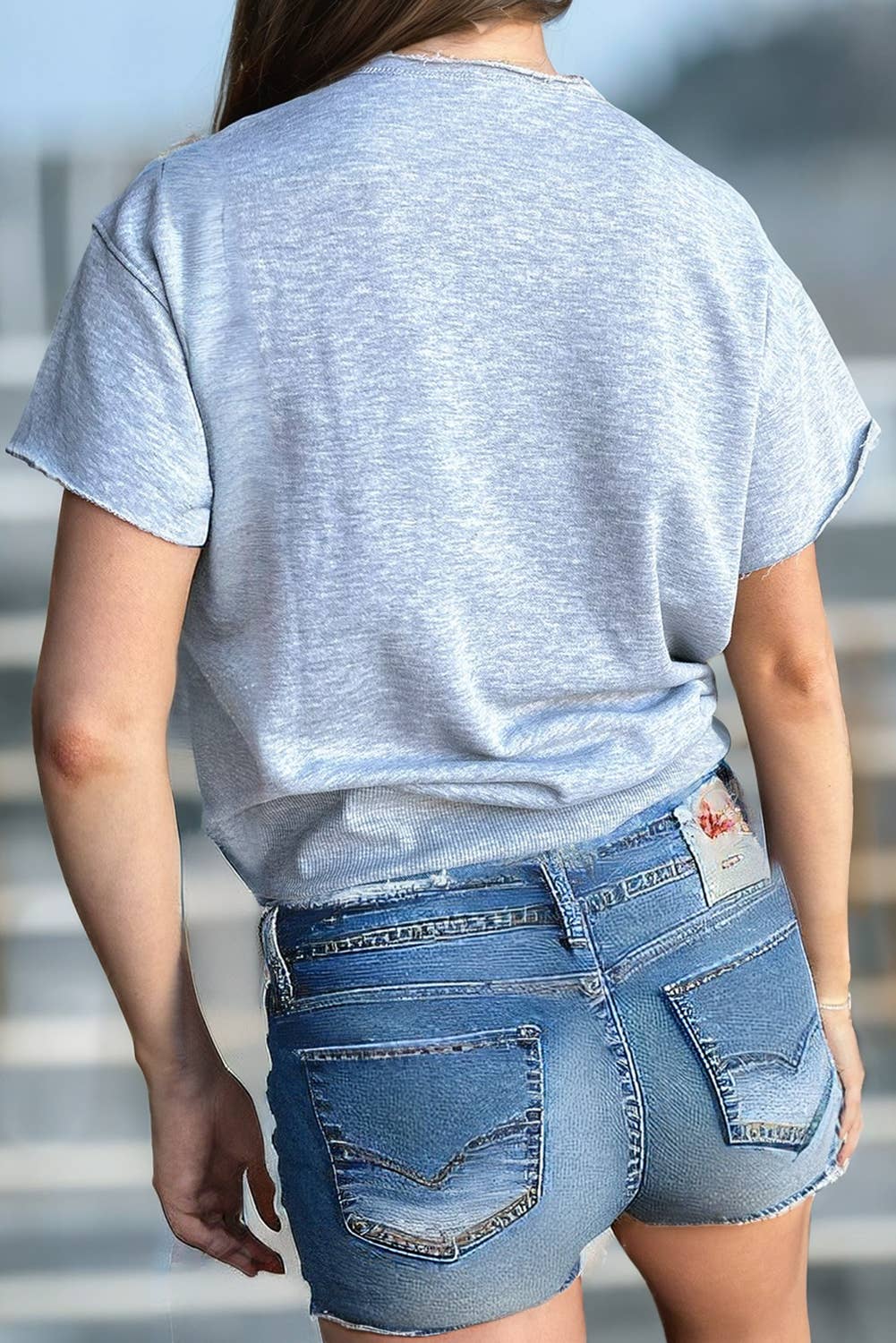 Women USA Lettering Patch Short Sleeve Graphic Tee | S-XL