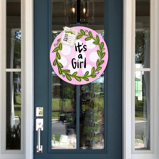 It's a Girl Plus Tags Door Hanger
