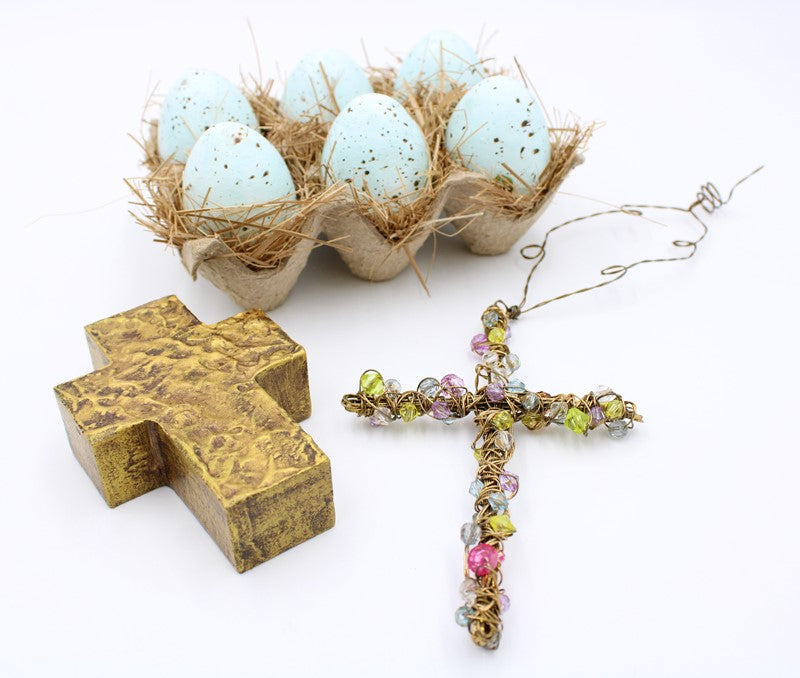 4" Handpainted Chunky Wood Cross