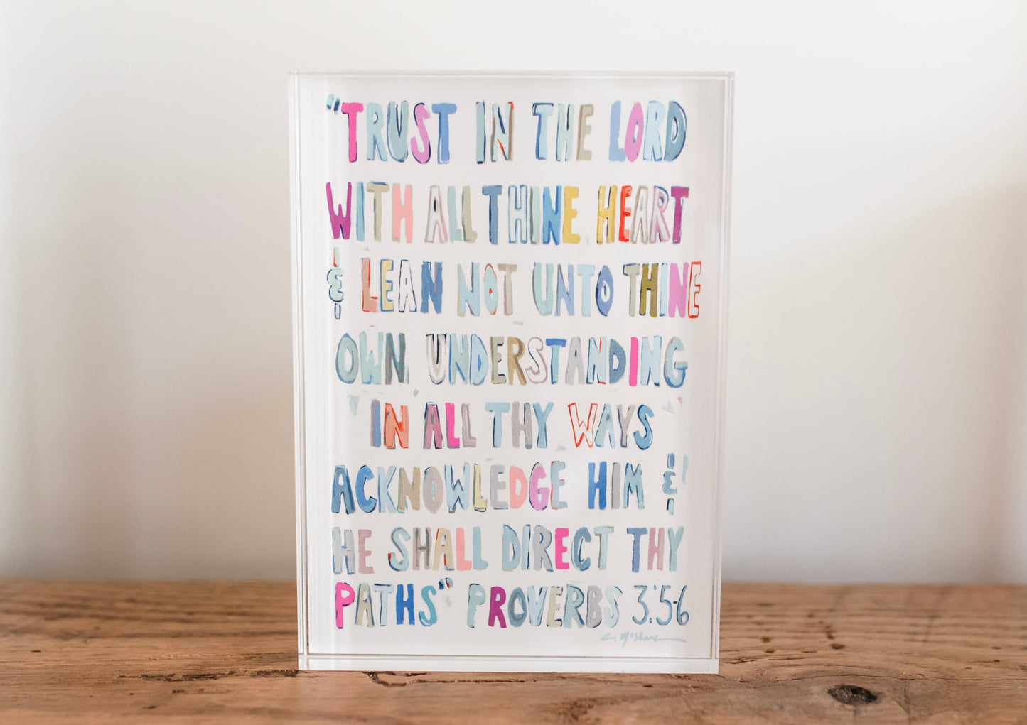 "Proverbs 3: 5-6" Acrylic Block - Blue
