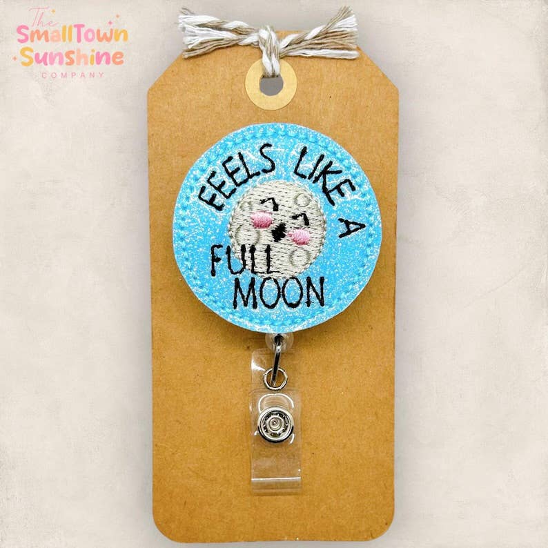 Feels Like a Full Moon Badge Reel: Black / Swivel