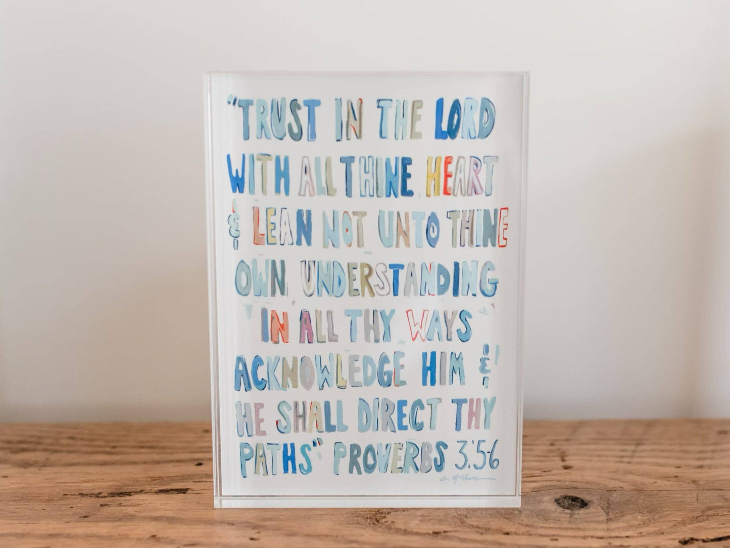 "Proverbs 3: 5-6" Acrylic Block - Blue