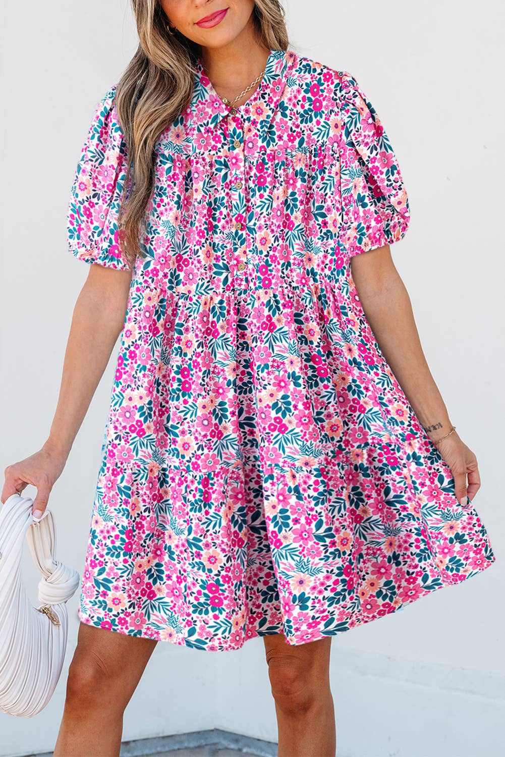 Floral Collar Summer Mini Dress | S-4XL