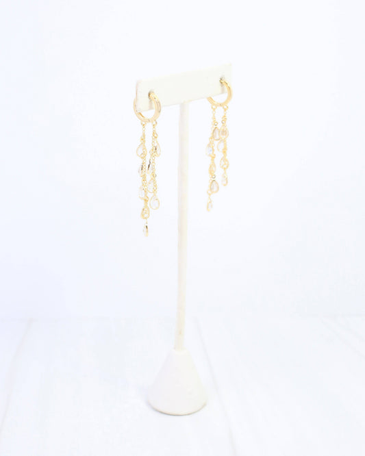 Nancy CZ Huggie Dangle Earring WR Gold