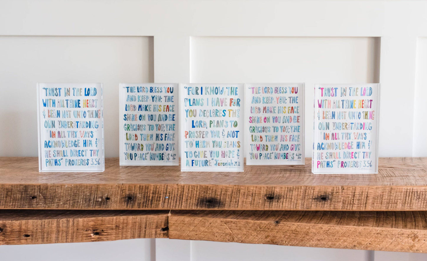 "Proverbs 3: 5-6" Acrylic Block - Blue
