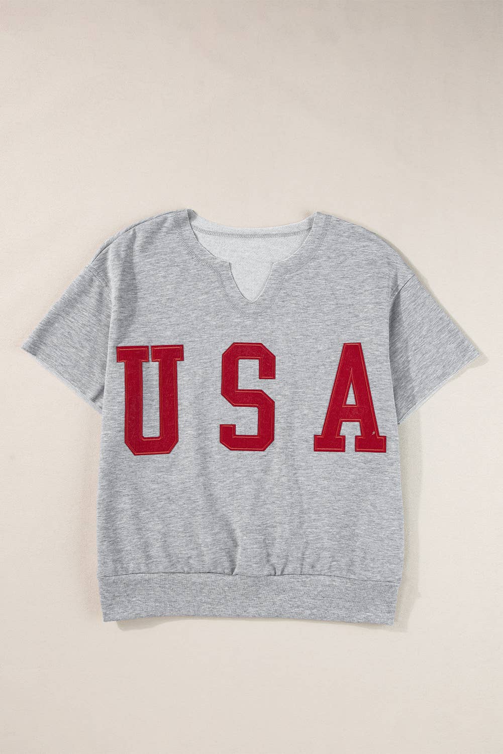 Women USA Lettering Patch Short Sleeve Graphic Tee | S-XL