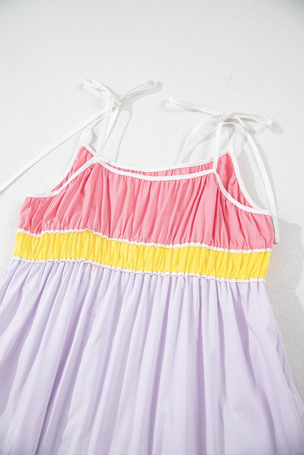Colorblock Tie Straps Tiered Maxi Dress with Pockets | S-XL