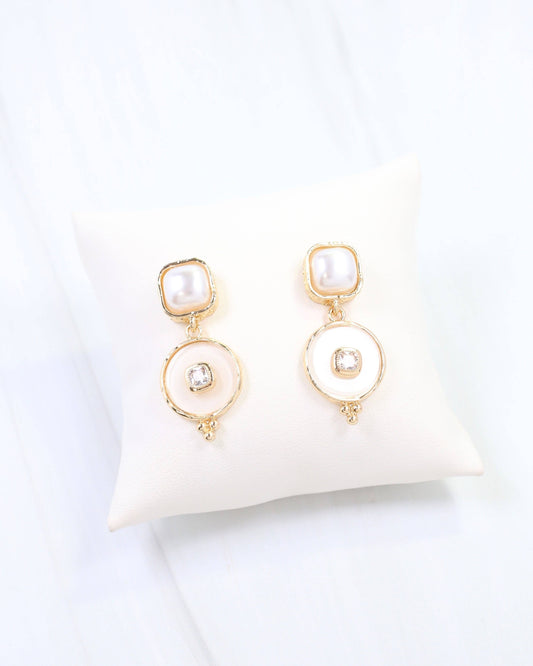 Lismore Pearl Circle Drop Earring White