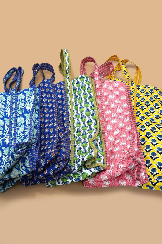 Organic Reversible Quilted Tote Bag | NAVY