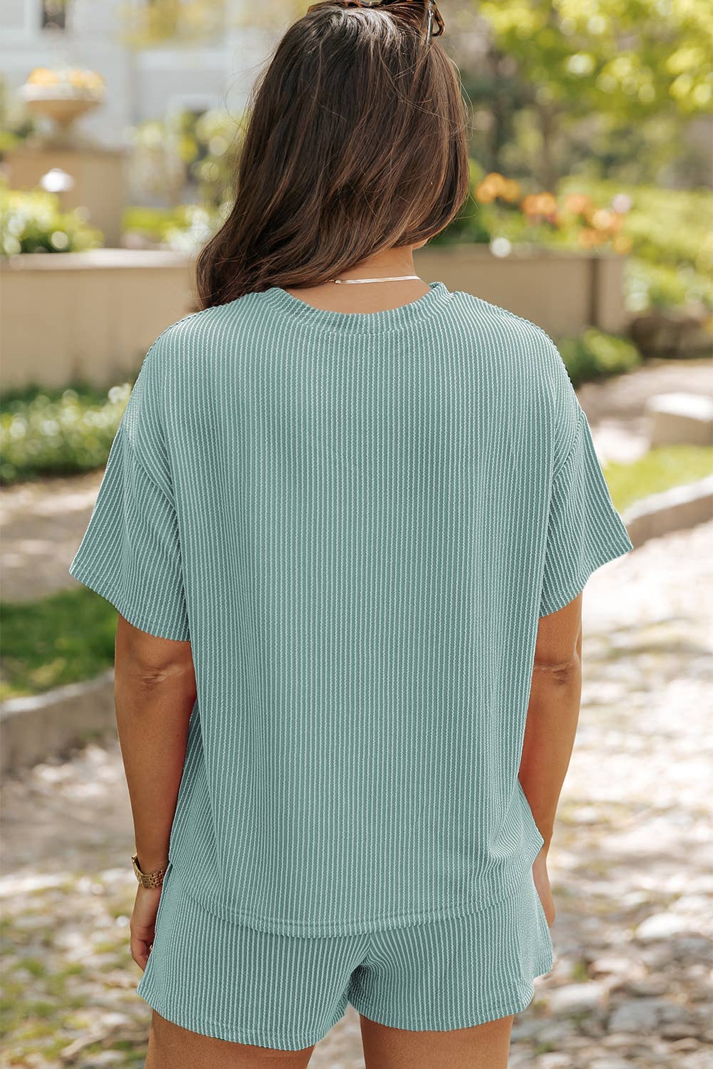 Blue Tee and Shorts Two-piece Set |