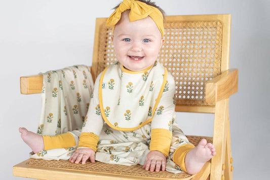 Marigold Block Print - LS Convertible Zip PJs: 18-24 mo