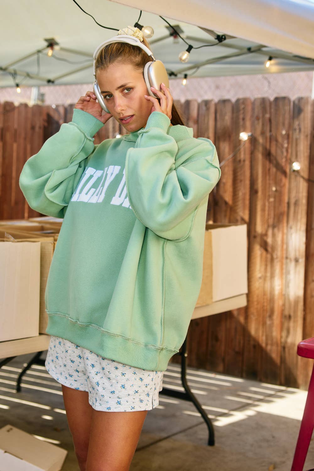 'DILLY DALLY' Sage Mock Neck Sweatshirt