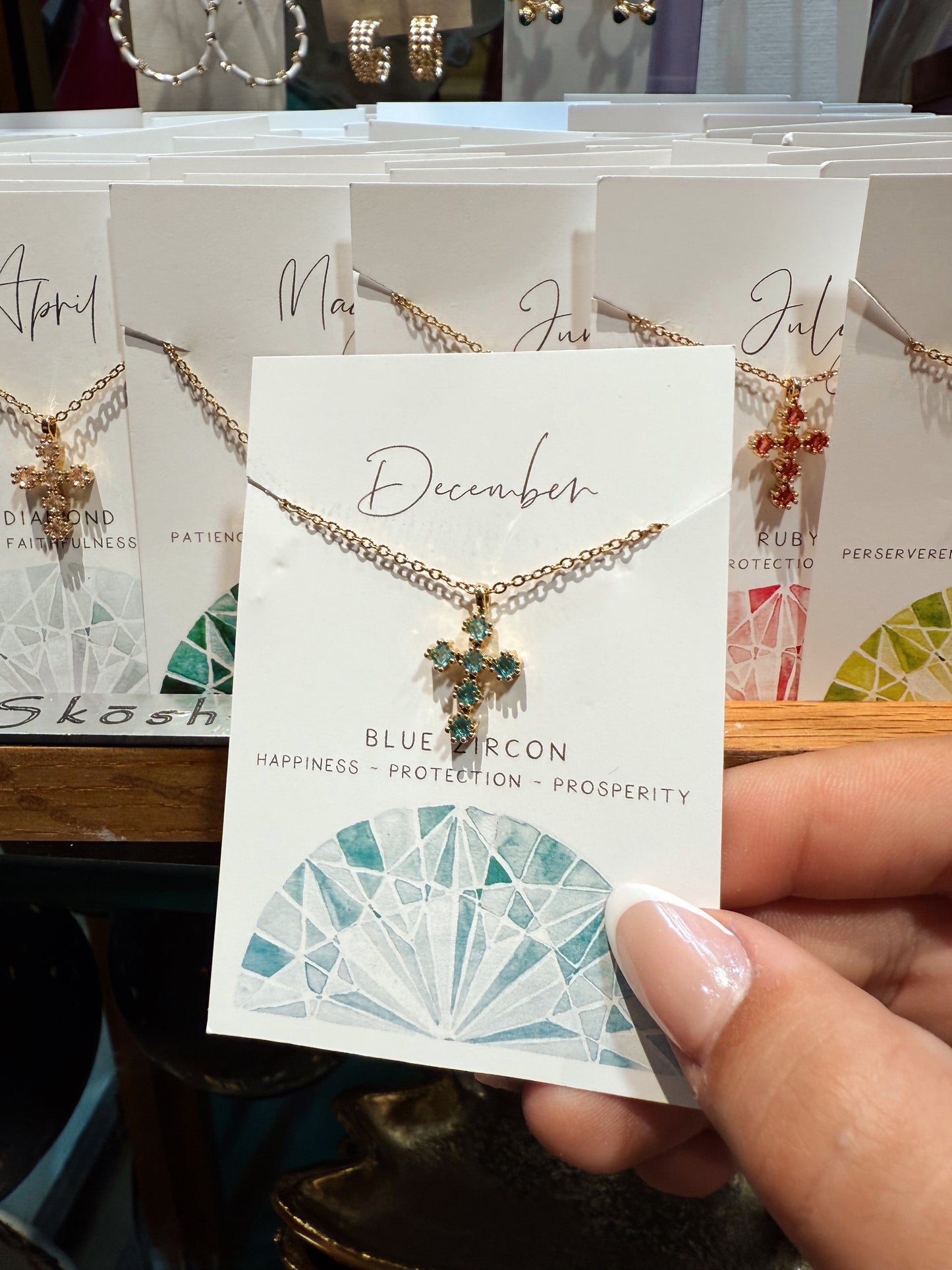 Birthstone Cross Necklace