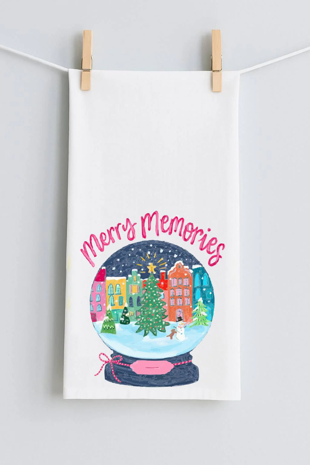 Emmalee Snowglobe Merry Memories Tea Towel