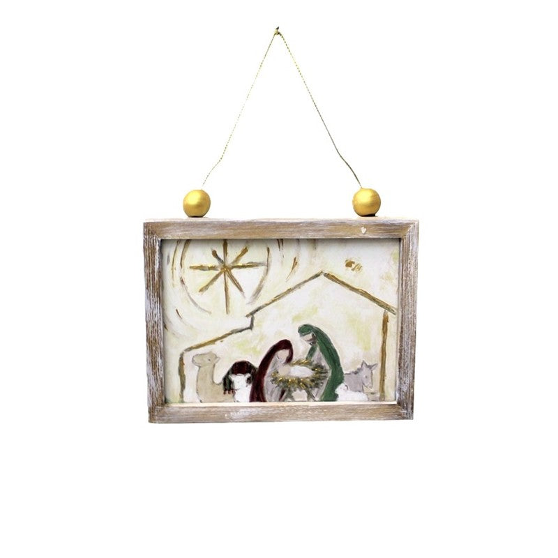 Framed Wood Ornament, Nativity Jewel Tones ©Tawnya Norton