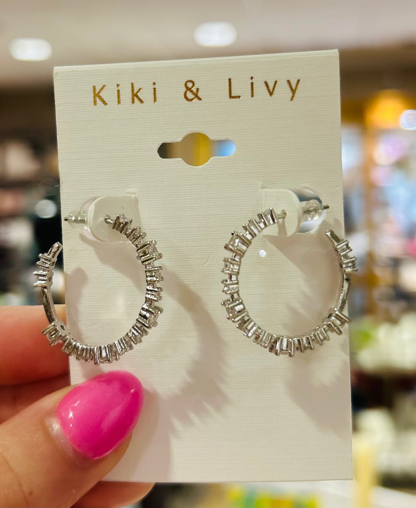 Silver Diamond Hoops