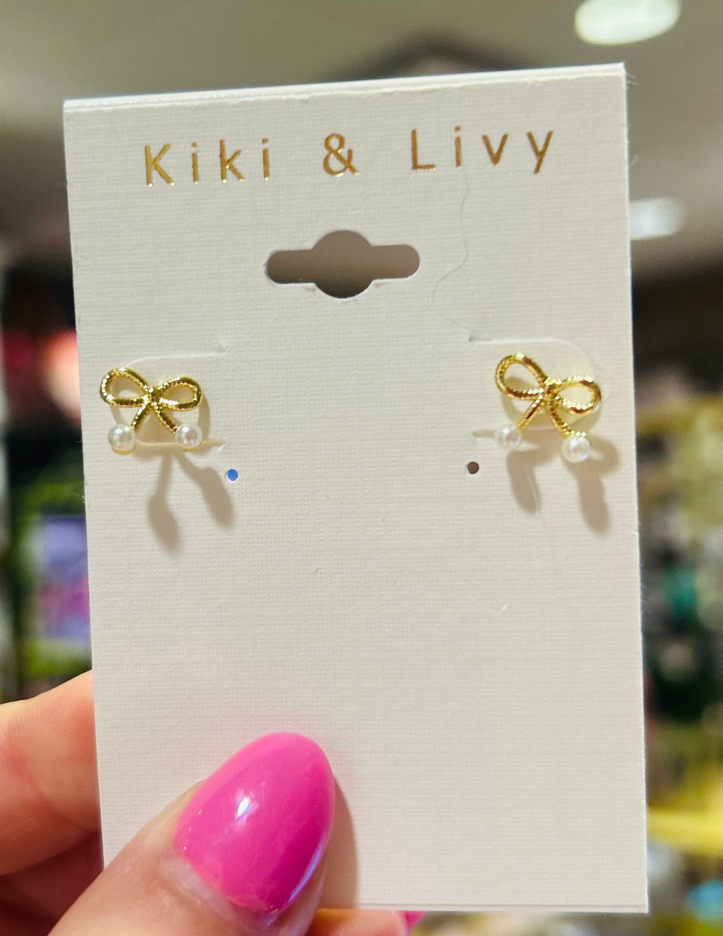 Teeny Bow Studs w/ Bottom Pearls