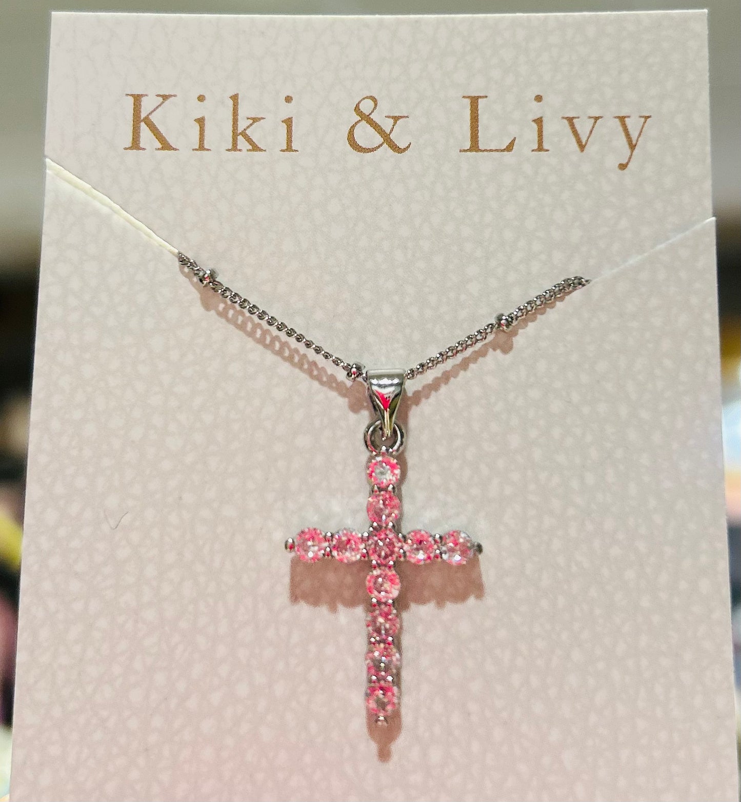 Silver Bling Cross Necklace