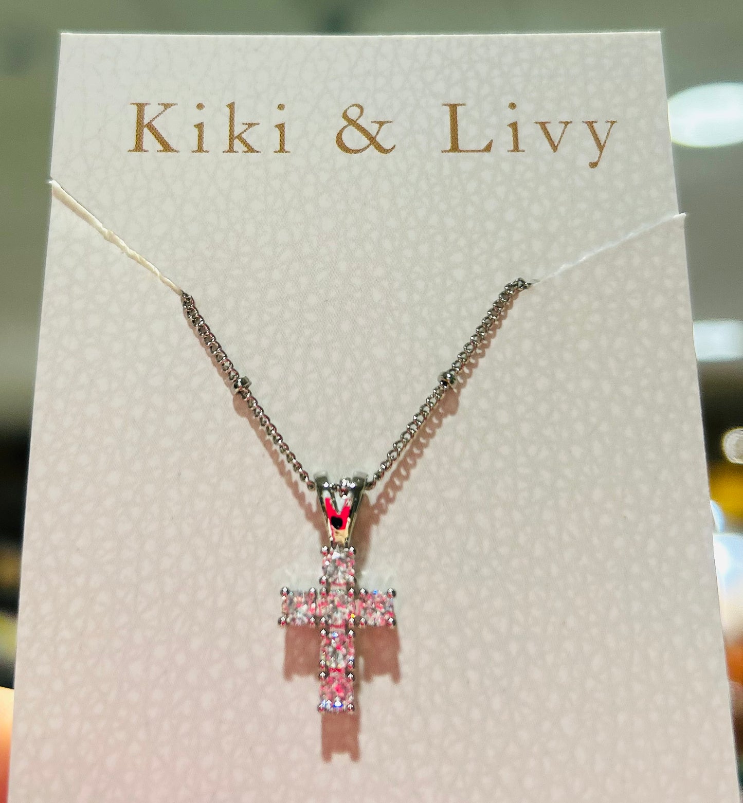 Silver Bling Cross Necklace