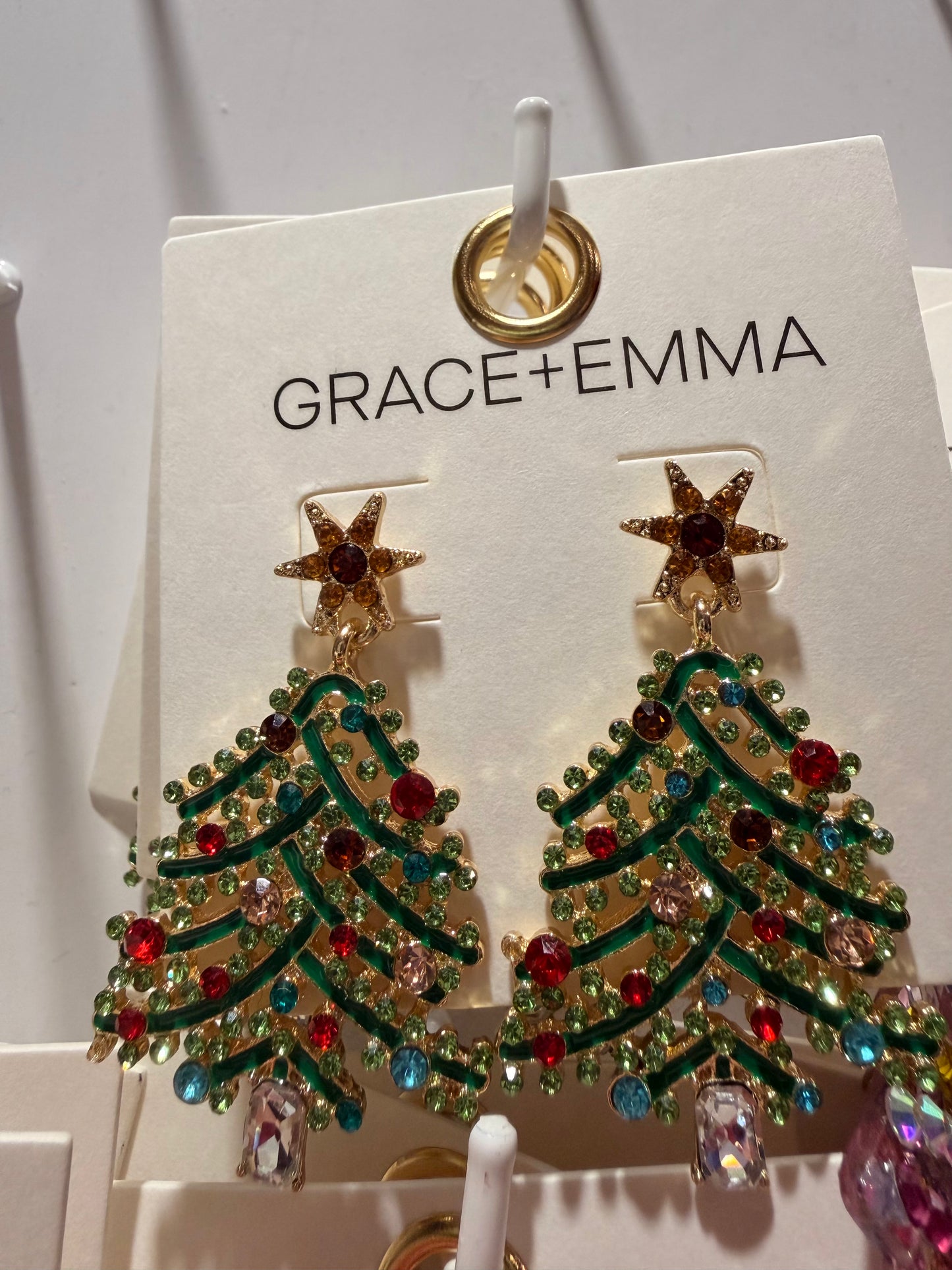 Christmas Tree With Sparkling Stones Earrings
