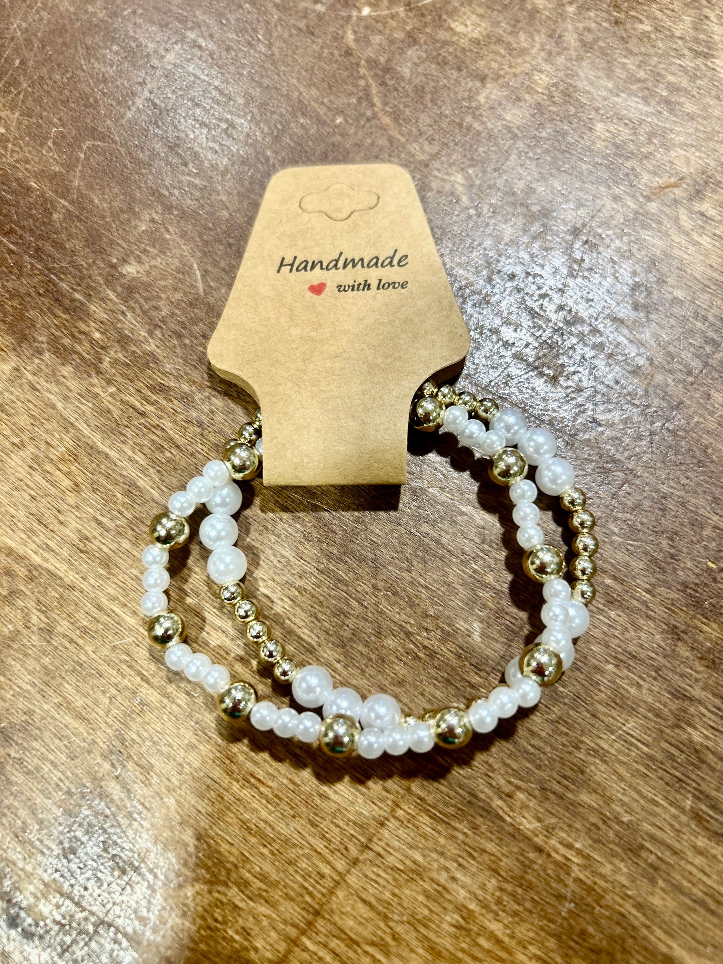 LDC Gold and Pearl Beaded Bracelets