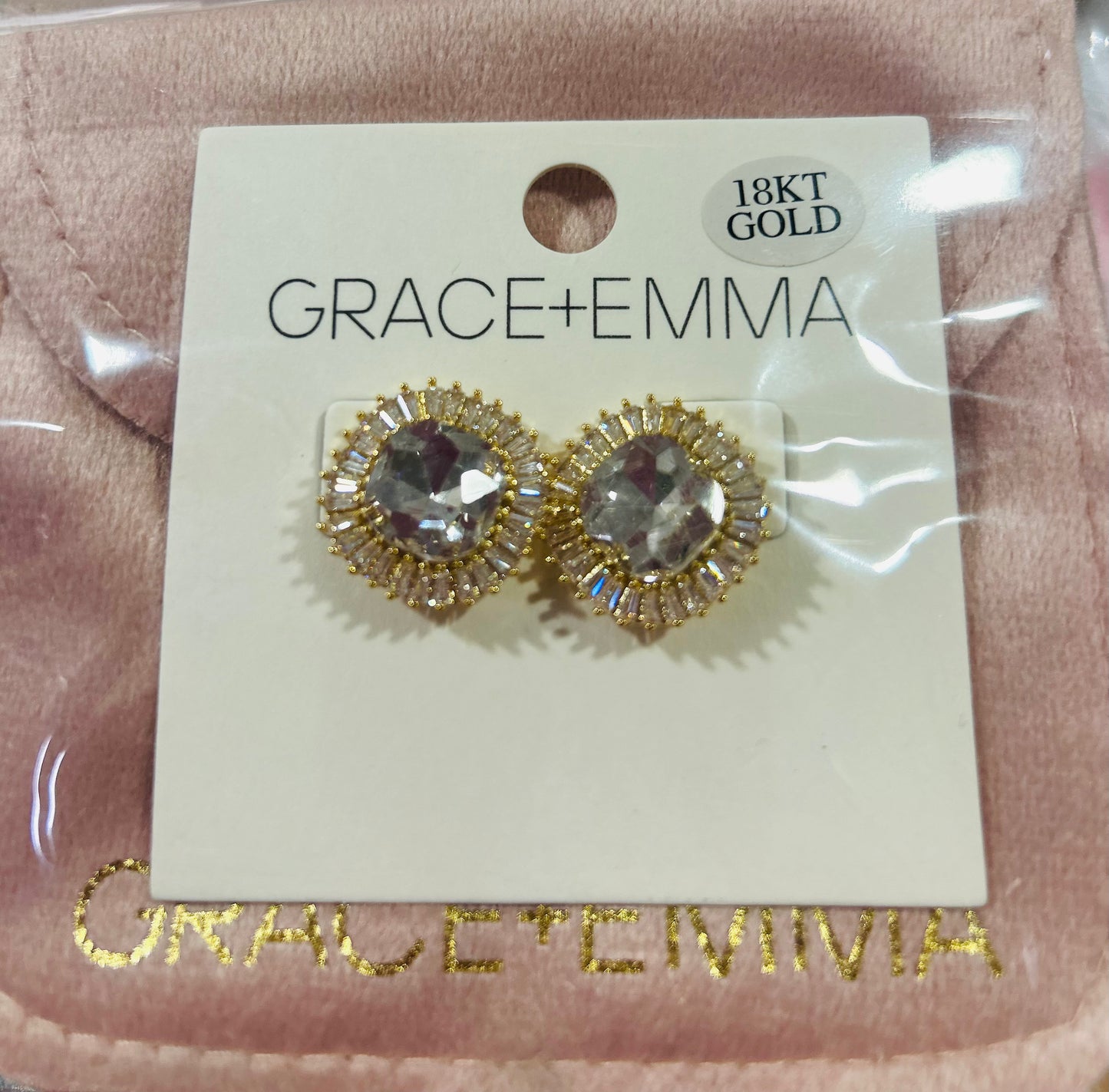 Large Rhinestone Studs, Gold