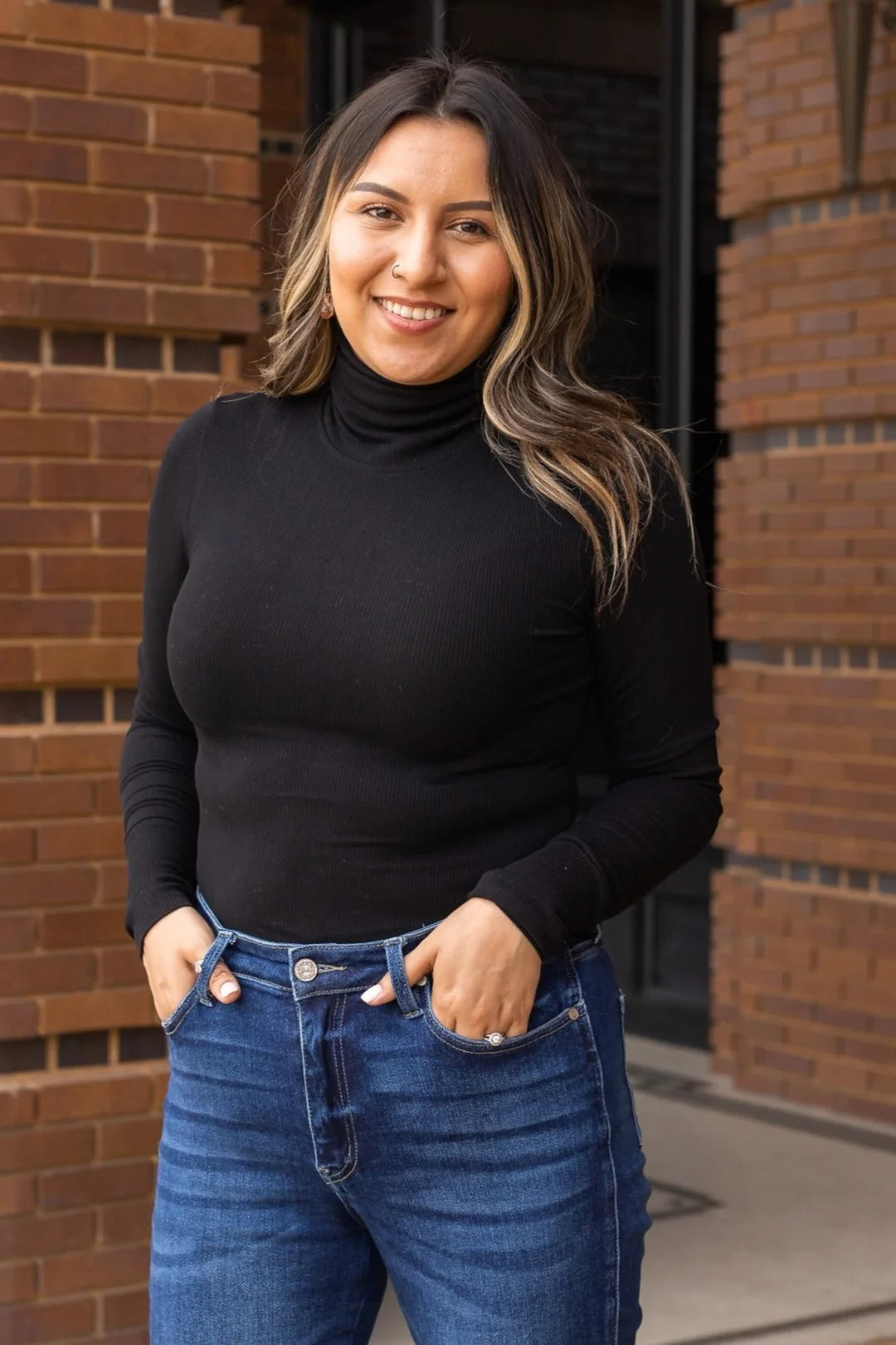 Ribbed Turtleneck, Black 2XL