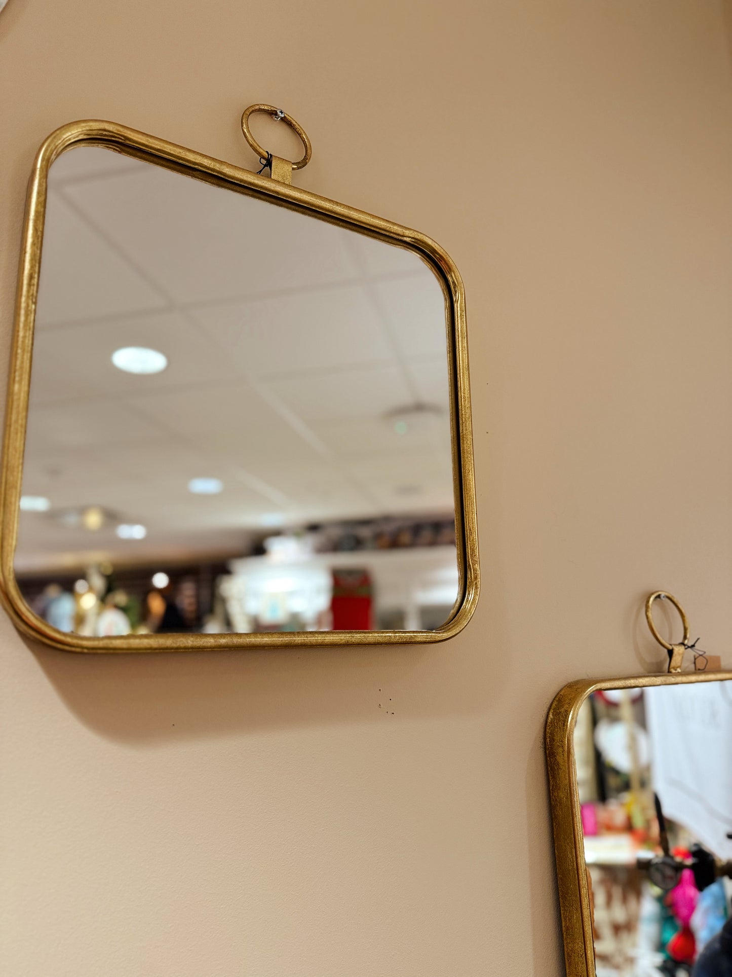 15-3/4"W x 19-1/2"H Metal Framed Wall Mirror, Gold