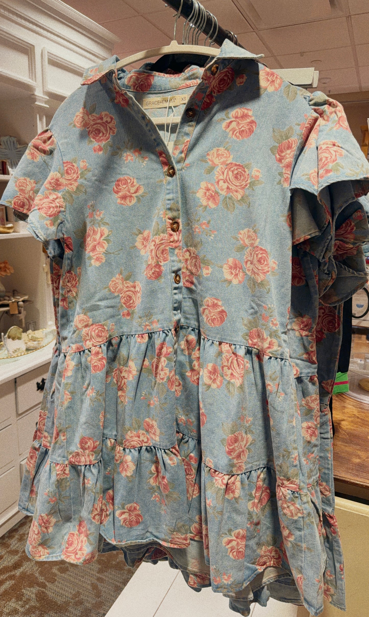 Floral Print Denim Dress