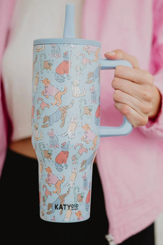 Posh Pets Party Hydration Flip Top Tumbler: Light Blue