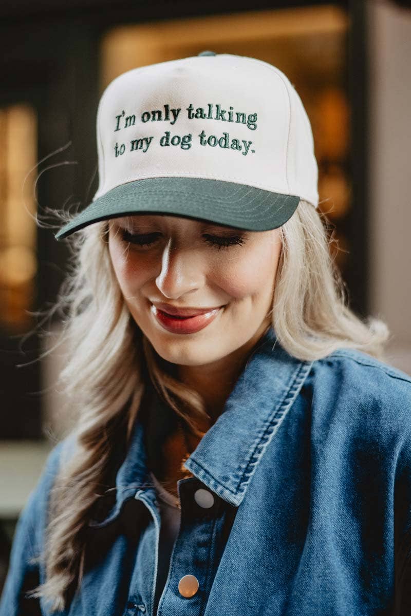 I'm Only Talking To My Dog Today Funny Vintage Hat: Black and Tan