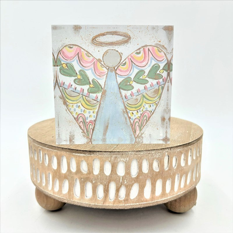 Acrylic Block Sign Pastel Angel with Decorated Wings