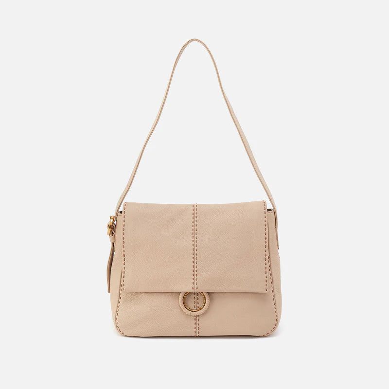 Austin Shoulder Bag in Pebbled Leather - Linen