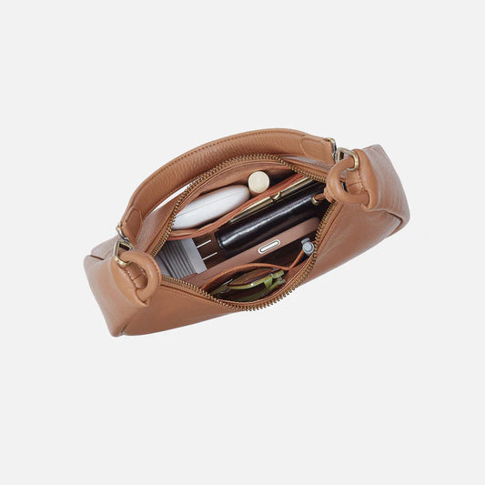 Cass Small Shoulder Bag in Pebbled Leather - Brown Sugar