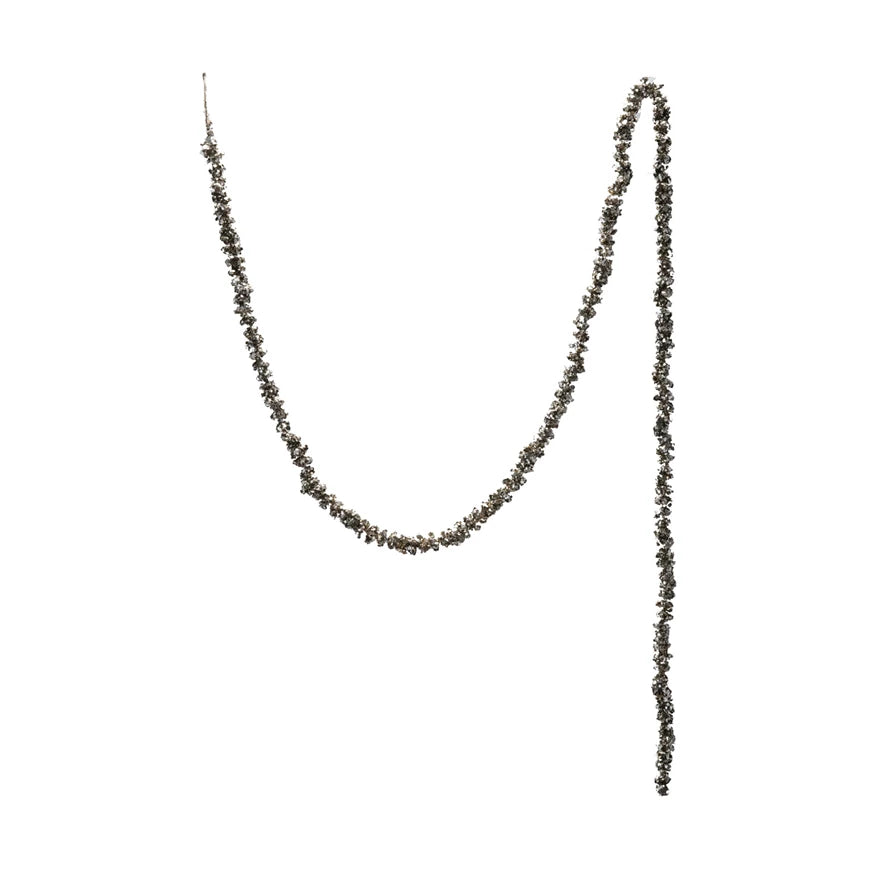 3/4"H Foam Ball Garland with Glitter, Champagne Finish