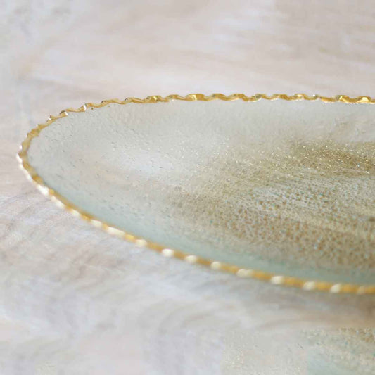 Fairbanks Oval Platter Clear/Gold 21.25x2.5x9