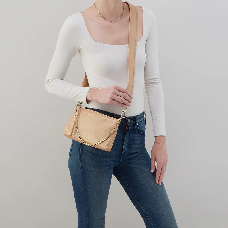 Darcy Crossbody in Pebbled Leather - Dusty Gold